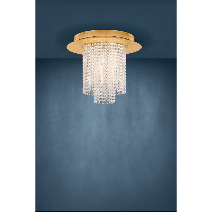 Eglo Valalones Vintage Πλαφονιέρα Οροφής με Ενσωματωμένο LED και Κρύσταλλα σε Χρυσό χρώμα 39398